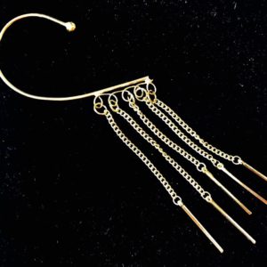 Designer-Ear-Cuff-With-Long-Chains-Golden