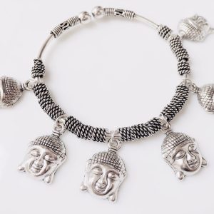 Adjustable German Silver Bracelets With Charms Buddha